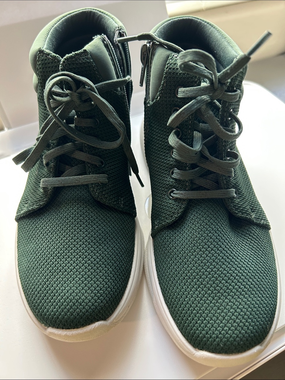 Clarks Dark Green Knit Lace-Up Sneakers